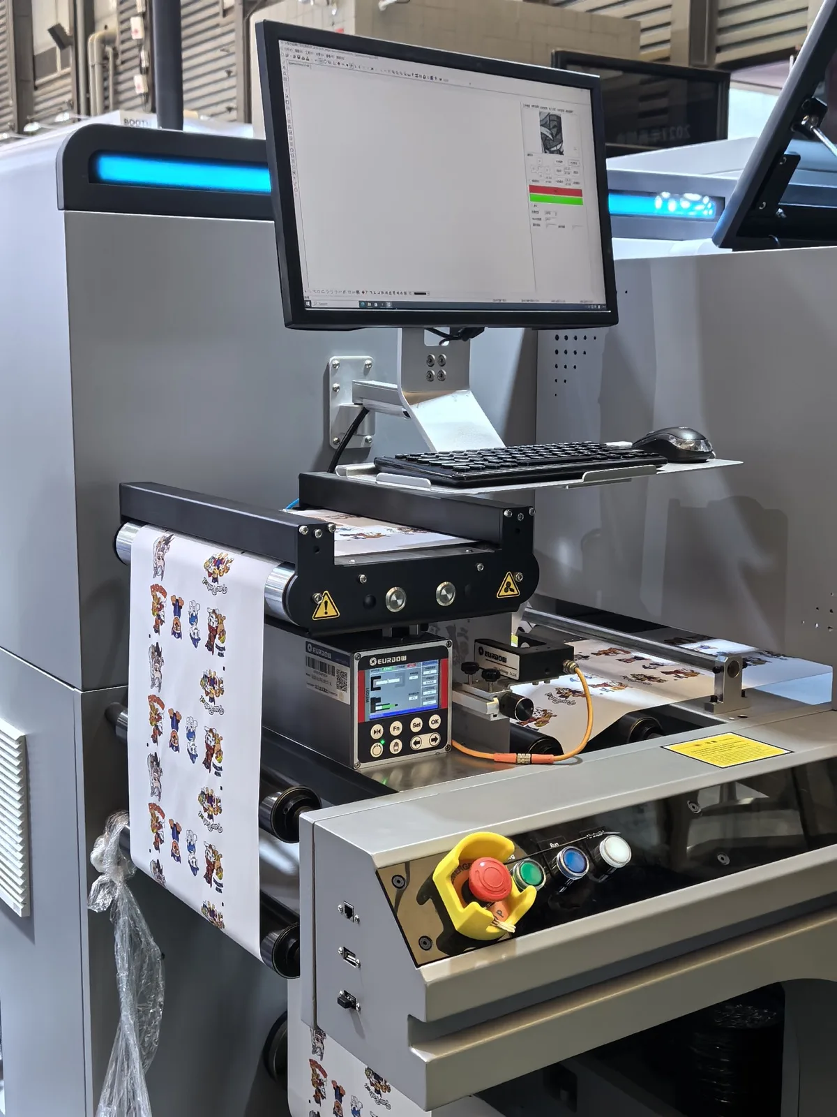 Integrated web guiding unit on digital printing and inspection equipment