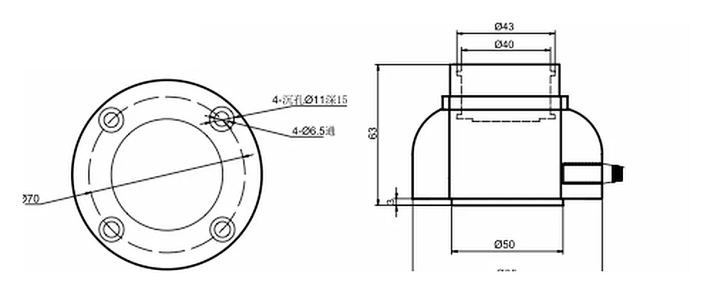 LF100A Through-Shaft Tension Sensor mounting drawing